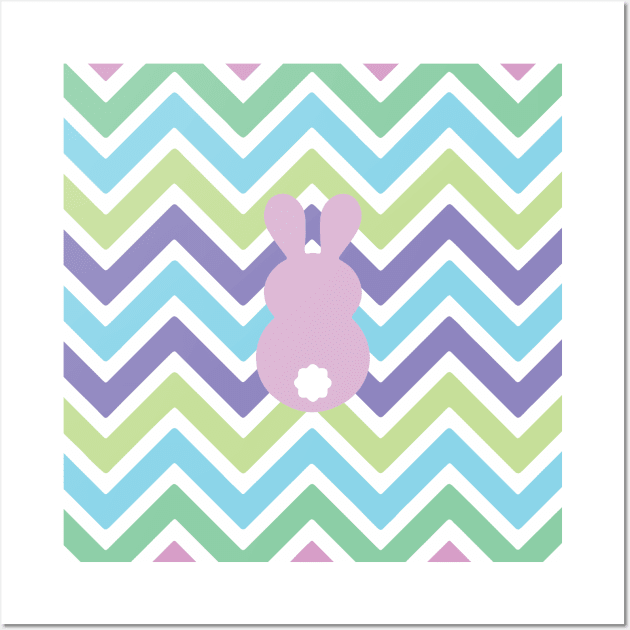 Lilac Easter Bunny with Pastel Chevrons Wall Art by magentasponge